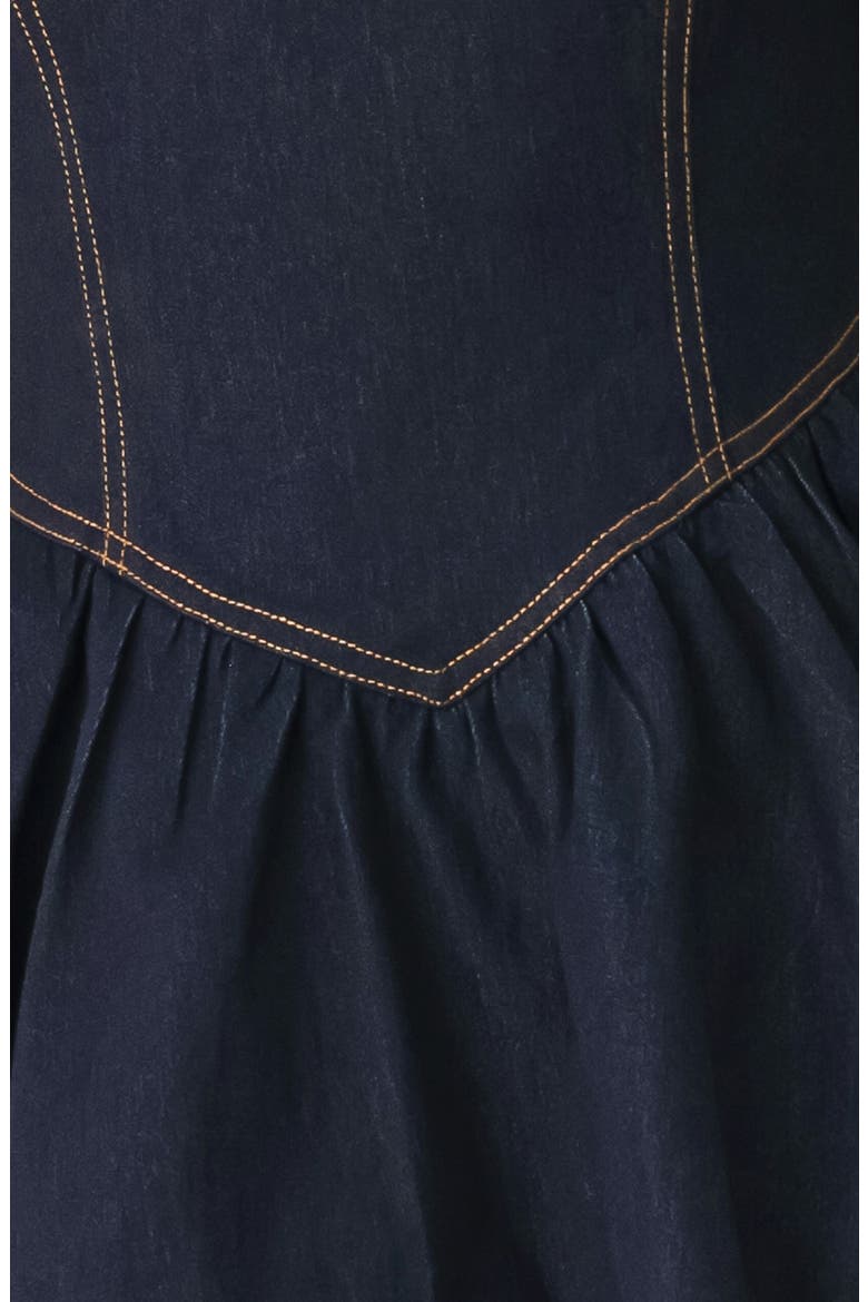 Short Sleeve Denim Fit & Flare Minidress, Alternate, color, DARK DENIM