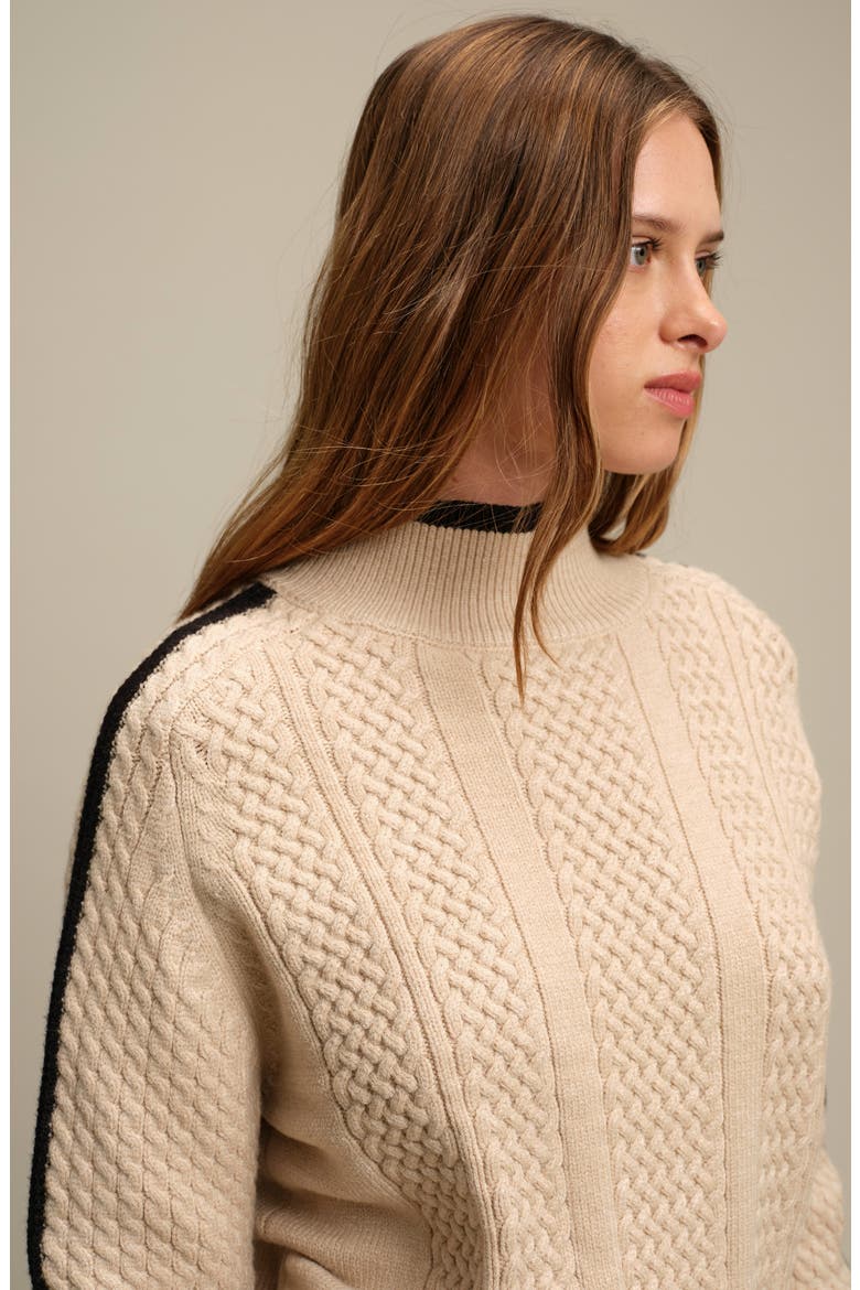 Kevin Turtleneck Sweater, Alternate, color, ECRU MELANGE WITH BLACK
