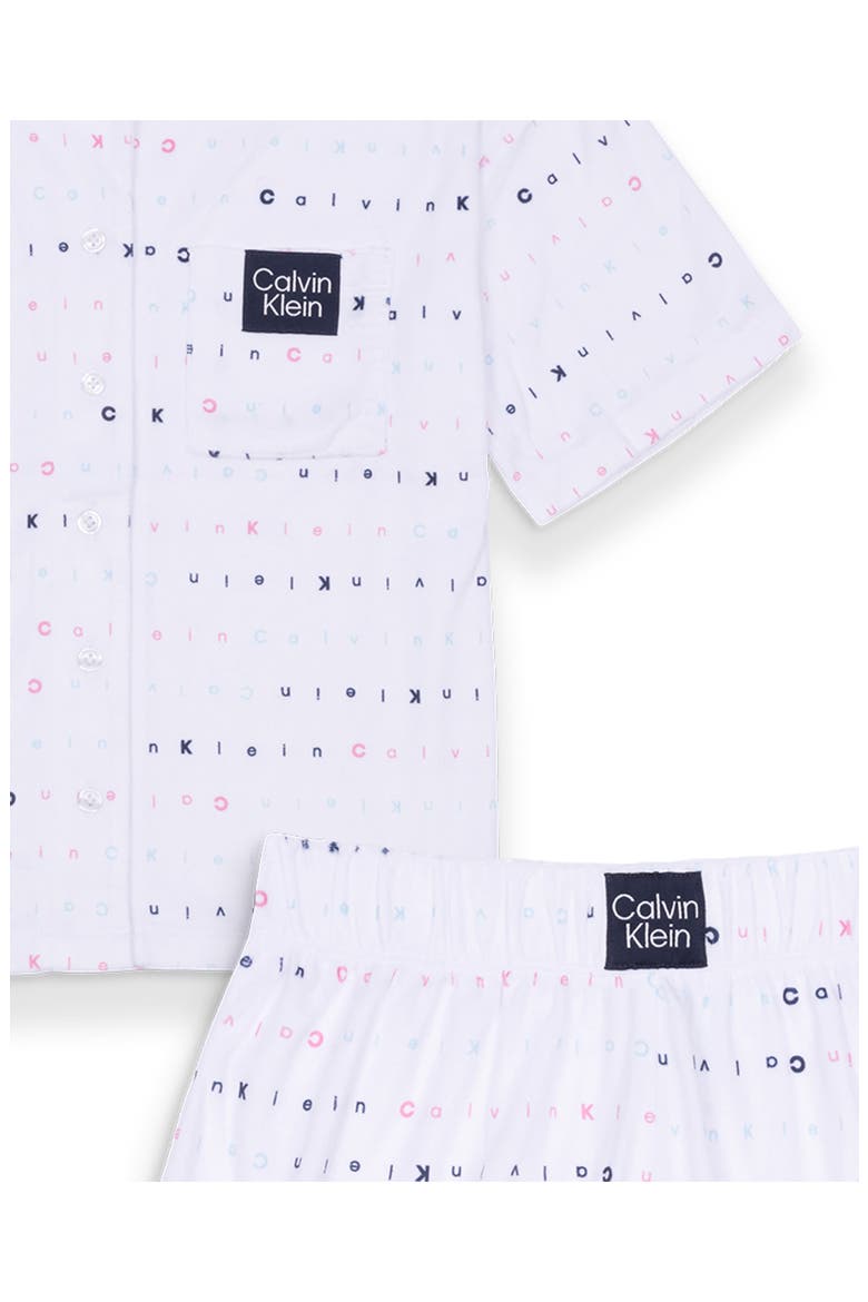 Kids' Logo Print Two-Piece Pajamas, Alternate, color, WHITE CK SCRAMBLE