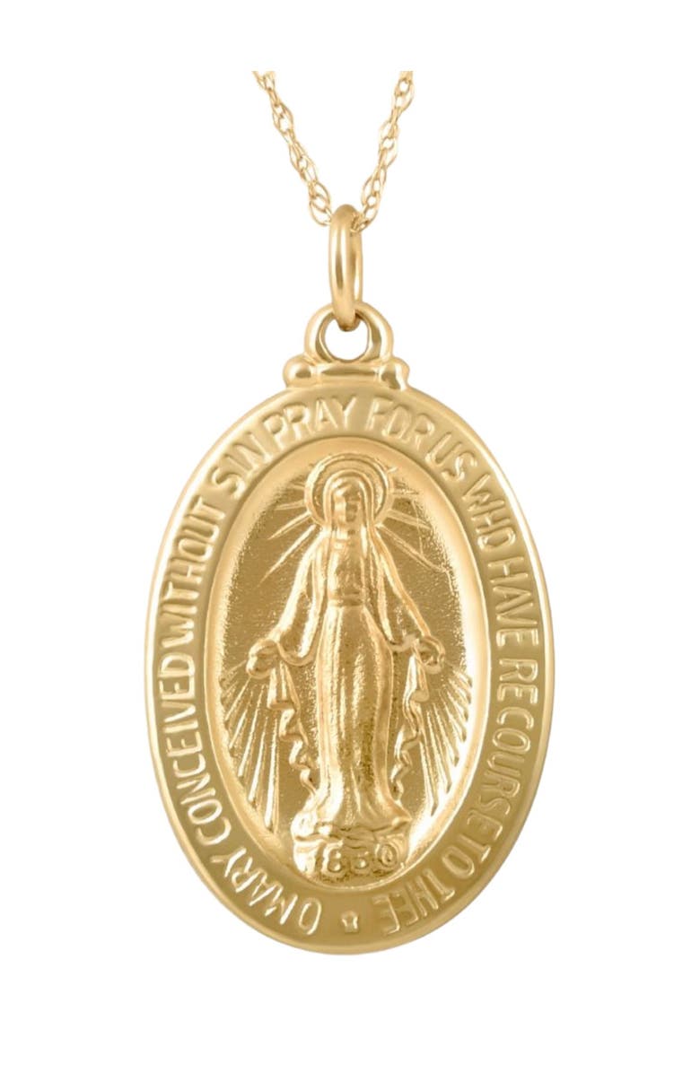 Bliss Diamond 14k Gold St. Mary Medal Pendant  1" Tall 5 Grams, Main, color, 