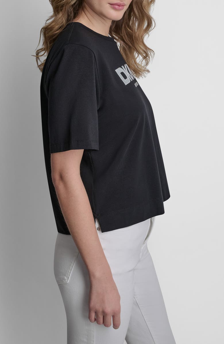DKNY Rhinestone Border Logo Stretch Cotton Graphic T-Shirt, Alternate, color, 