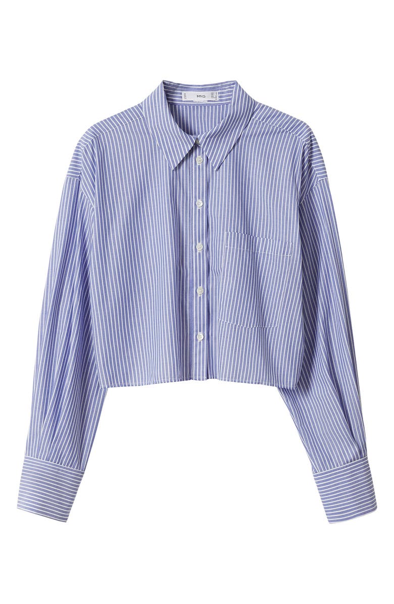 MANGO Stripe Cotton Blend Crop Shirt, Alternate, color,