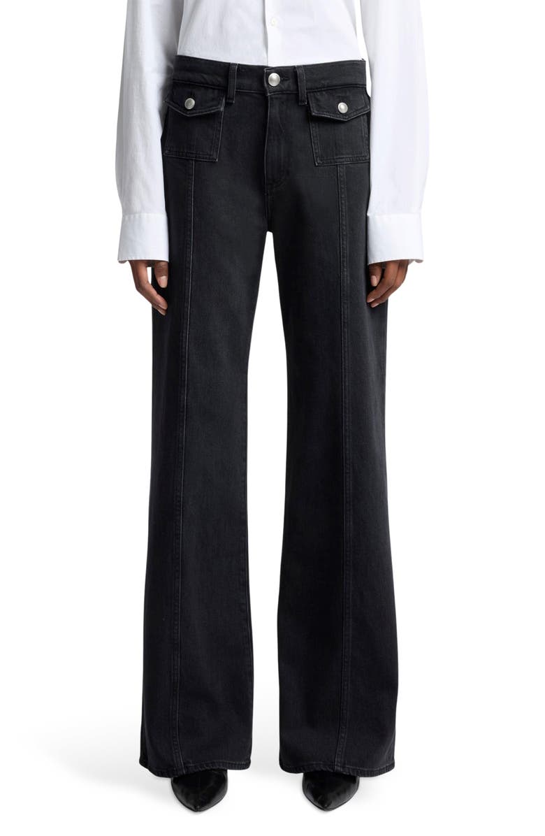 7 For All Mankind Lotta Seamed Patch Pocket Wide Leg Jeans, Main, color, Thunder Storm