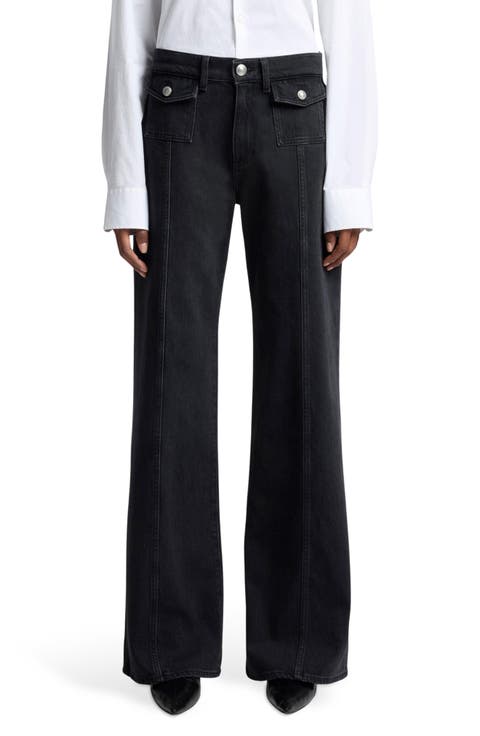 Lotta Seamed Patch Pocket Wide Leg Jeans (Thunder Storm)