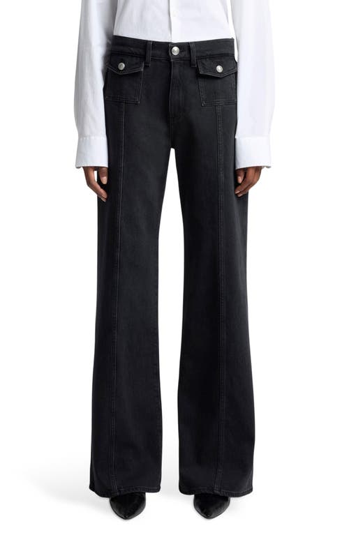 7 For All Mankind Lotta Seamed Patch Pocket Flare Jeans In Black