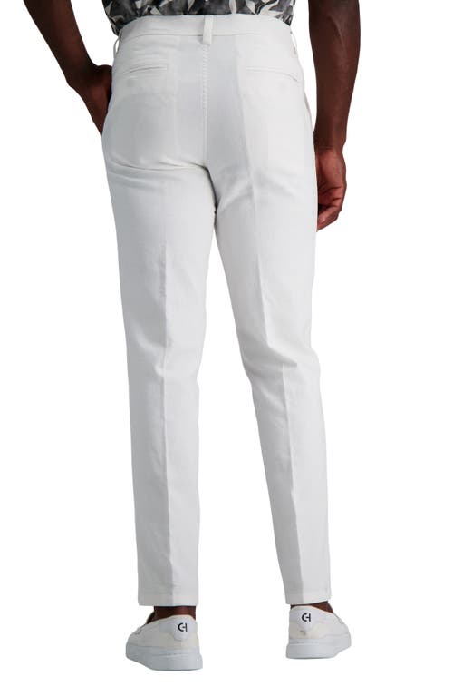 Kenneth Cole Cotton & Linen Blend Flat Front Chinos In White