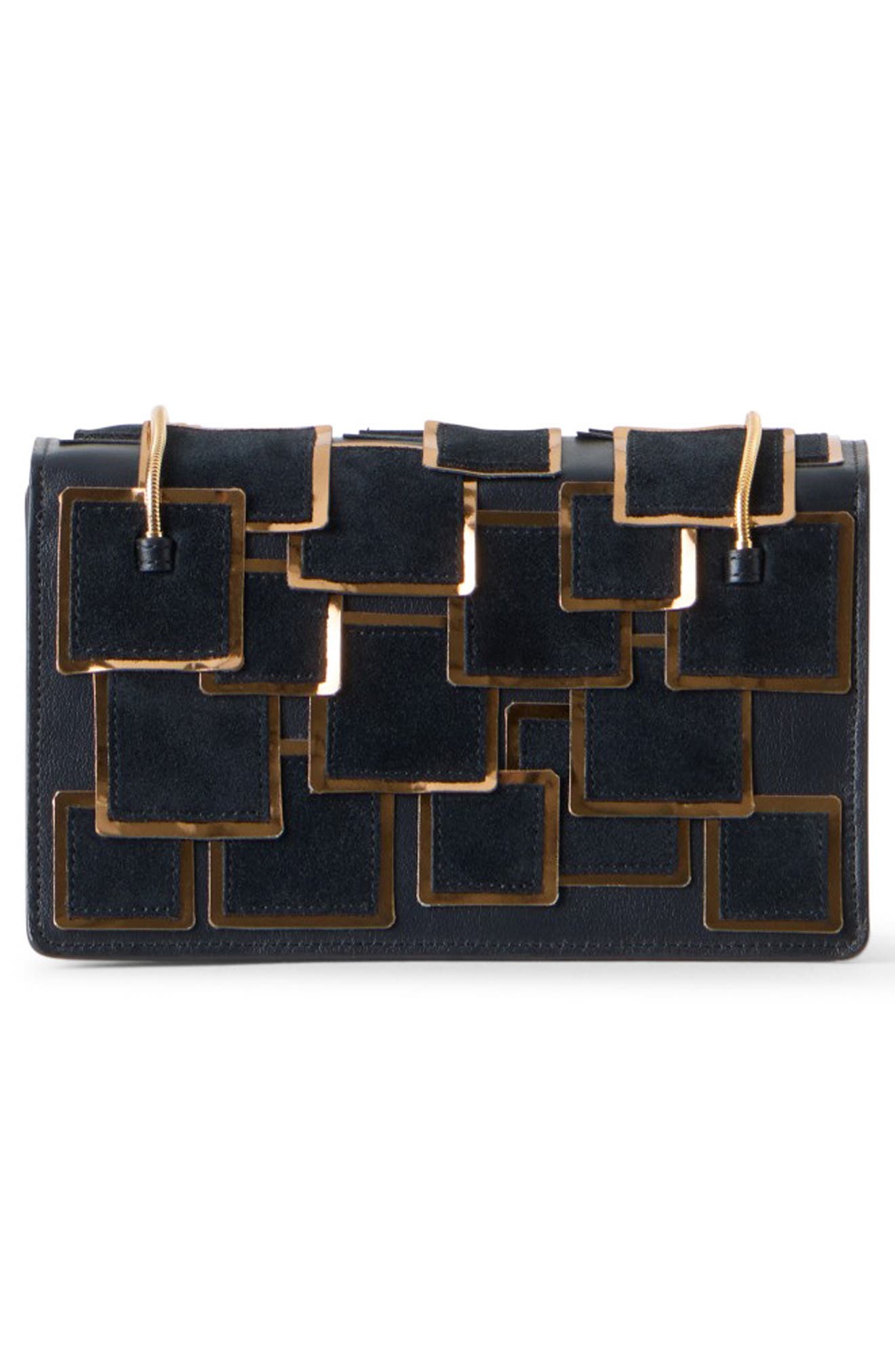 Alice Suede Patchwork Evening Bag, Alternate, color, GOLD-BLACK