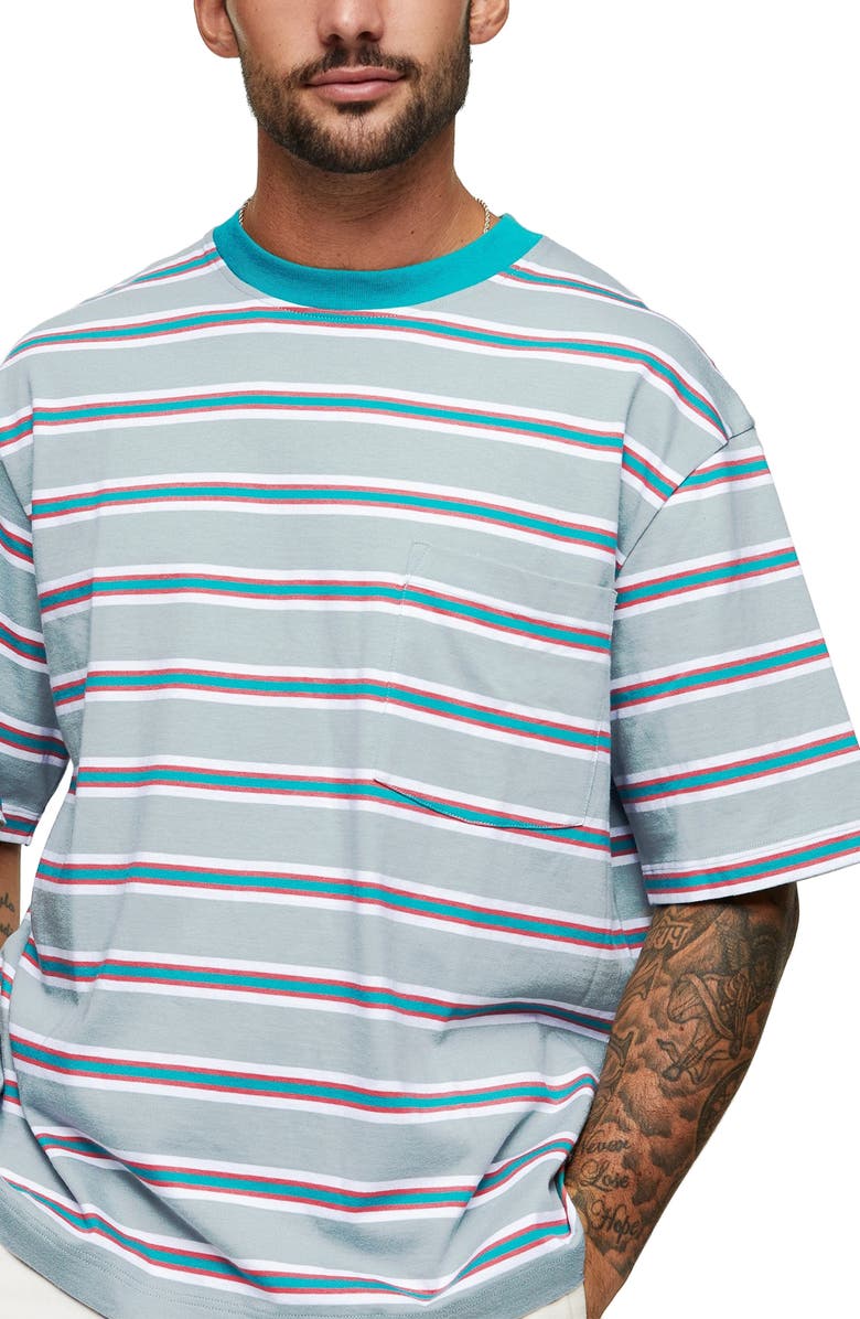 Topman Multistripe Pocket T-Shirt, Alternate, color,