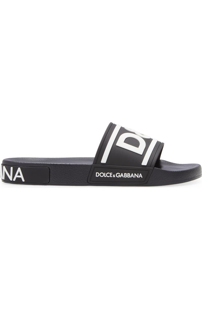 Dolce&Gabbana Logo Slide Sandal, Alternate, color,