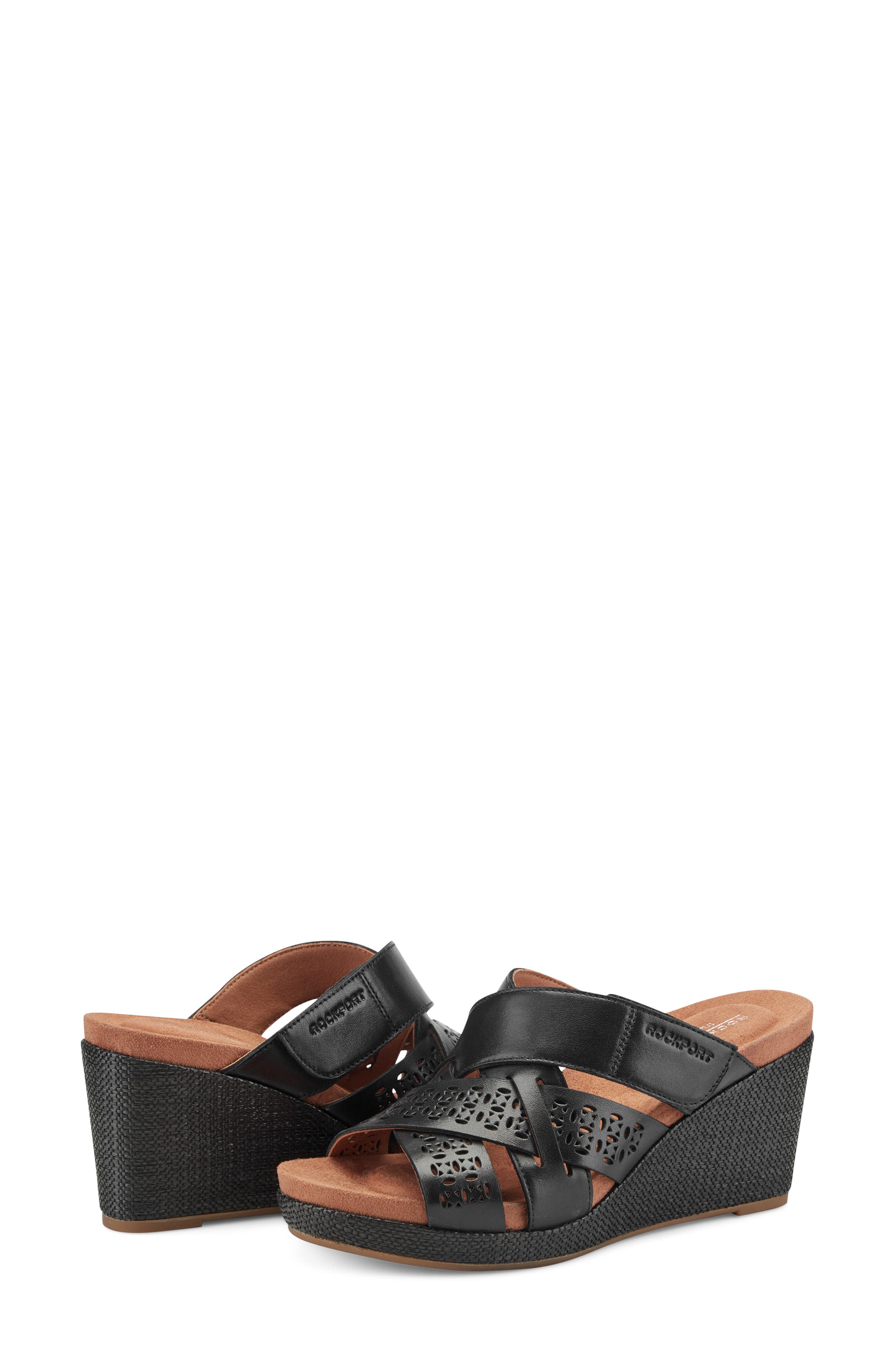 Rockport Britta Platform Wedge Slide Sandal, Alternate, color, Black