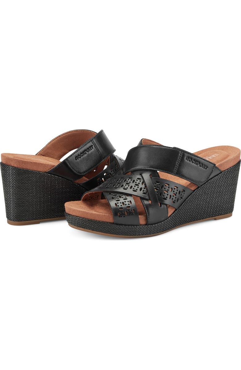 Rockport Britta Platform Wedge Slide Sandal, Alternate, color, Black