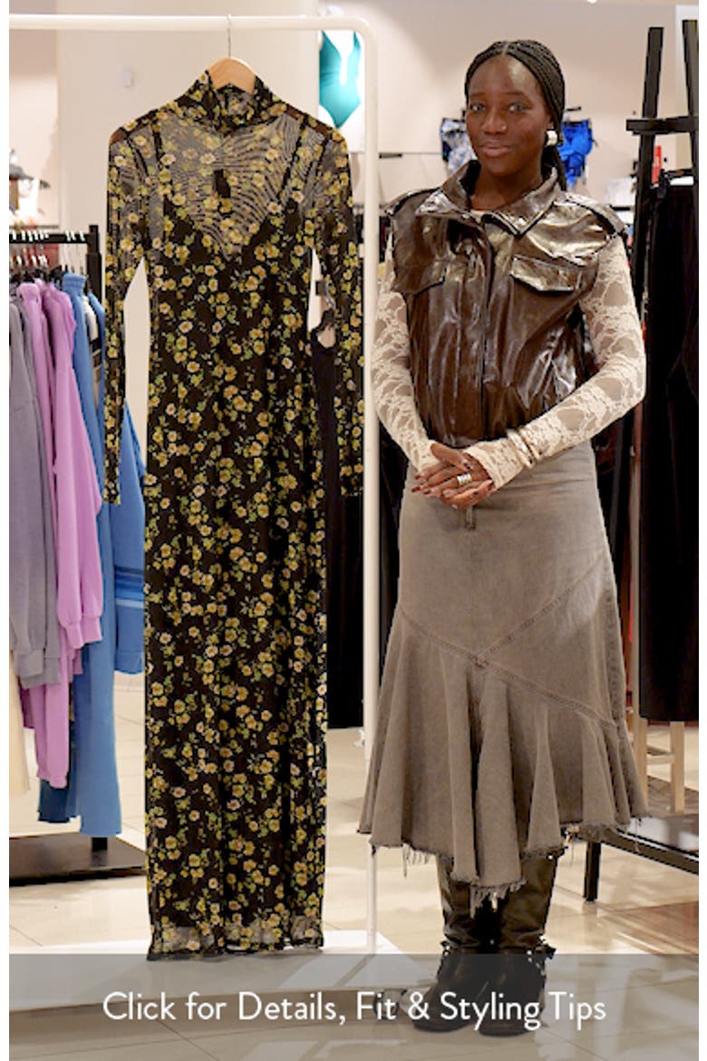 Billie Floral Long Sleeve Mesh Maxi Dress video