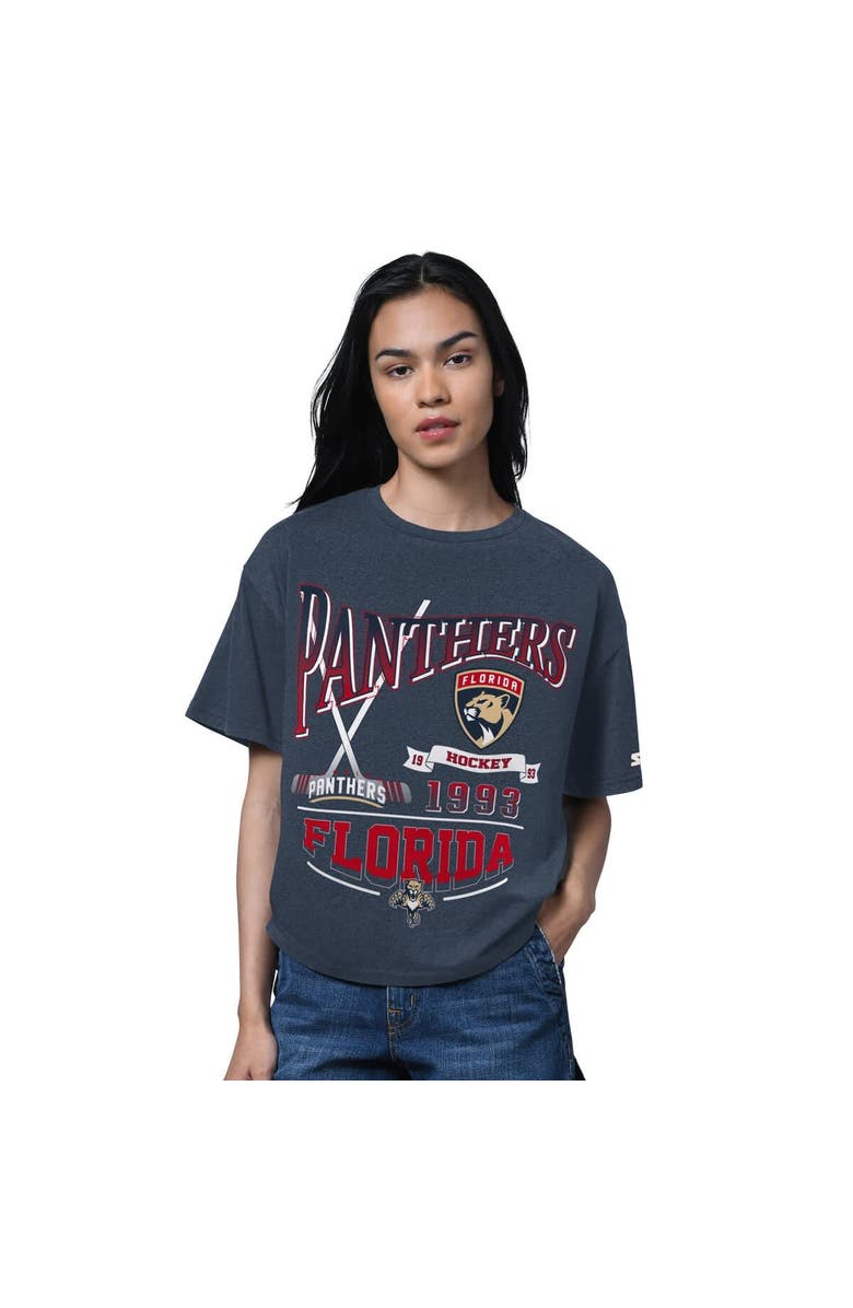STARTER Women's Starter Heather Navy Florida Panthers Oversized Hall of Fame T-Shirt, Main, color, Heather Navy