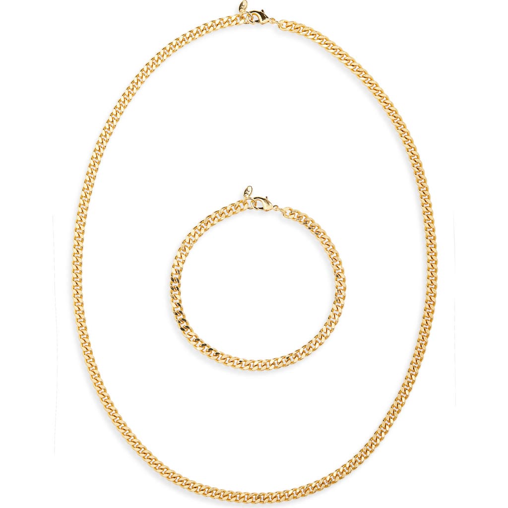 Argento Vivo Curb Chain Necklace & Bracelet Set In Gold