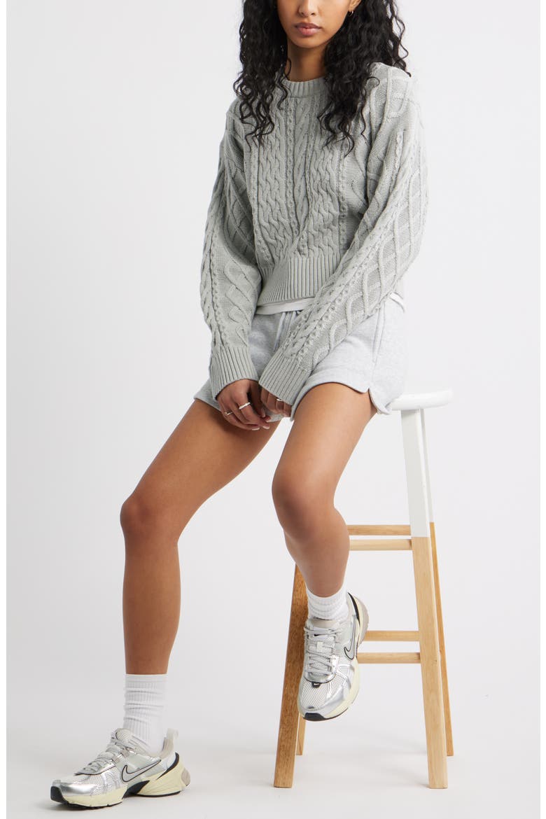 Cable Pullover Sweater, Alternate, color, GREY HEATHER
