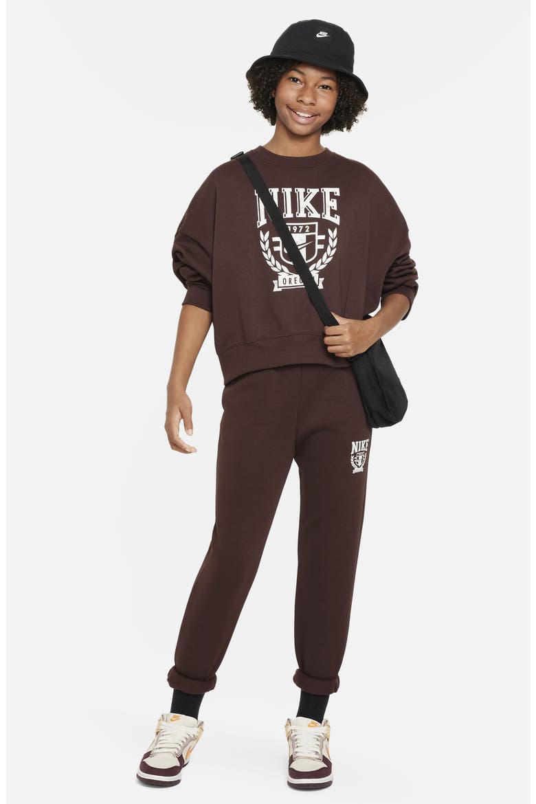 Kids' Sportswear Fleece Crewneck Sweatshirt, Alternate, color, EARTH