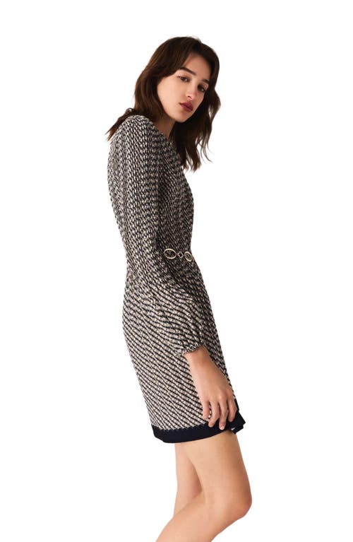 Maje Printed Pleated Mini Dress In Gray