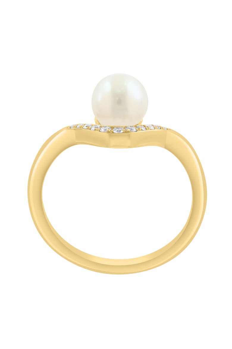 Gold Plated Diamond & Freshwater Pearl Band Ring, Alternate, color, WHITE