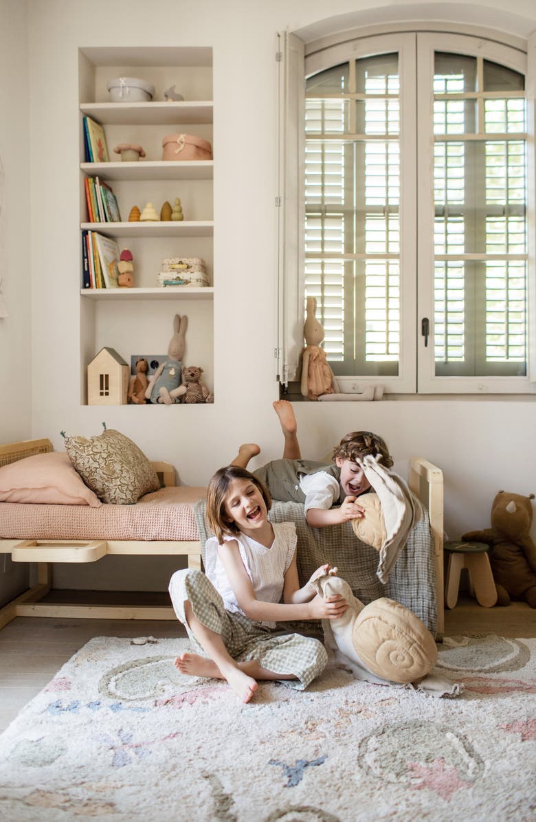 Lorena Canals Kids' Washable Play Rug & Plush Frog, Alternate, color, Botanic