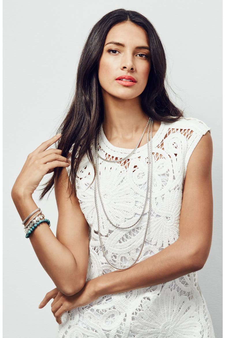 Dot Chain Necklace, Alternate, color, SILVER
