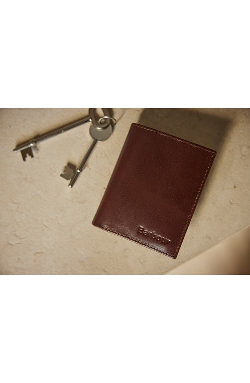 Barbour Men's Colwell Slimline Leather Billfold Wallet In Brown/classic Tartan