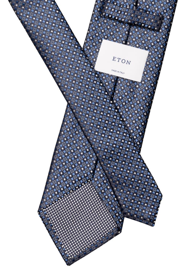 Neat Geometric Pattern Silk Tie, Alternate, color, NAVY