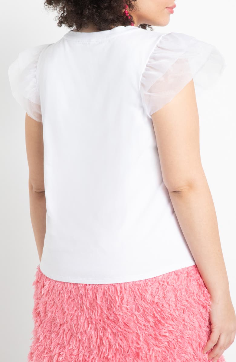 ELOQUII Ruffle Sleeve Top, Alternate, color, 