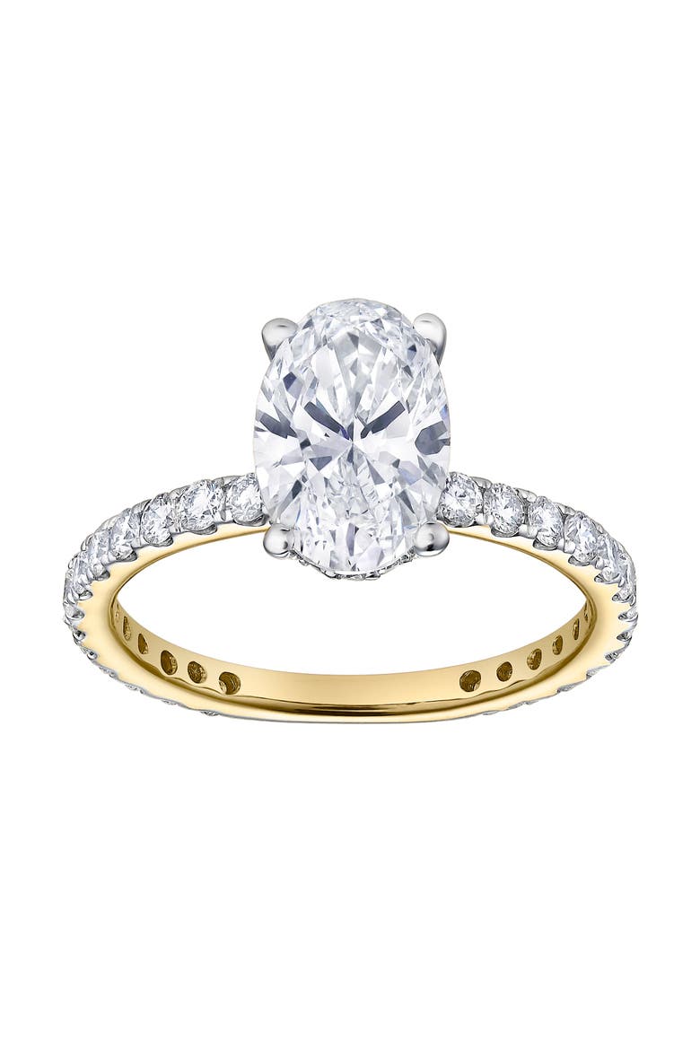 Eliana 14K Yellow Gold Oval Lab Grown Diamond Hidden Halo Engagement Ring - 2 Ct, Main, color, 14K Yellow Gold