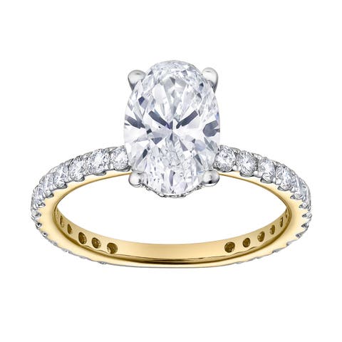 Eliana 14K Yellow Gold Oval Lab Grown Diamond Hidden Halo Engagement Ring - 2 Ct