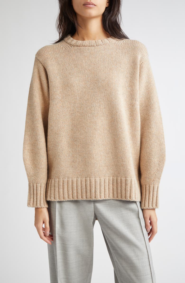 Johnstons of Elgin Cashmere Crewneck Sweater, Main, color, Oatmeal