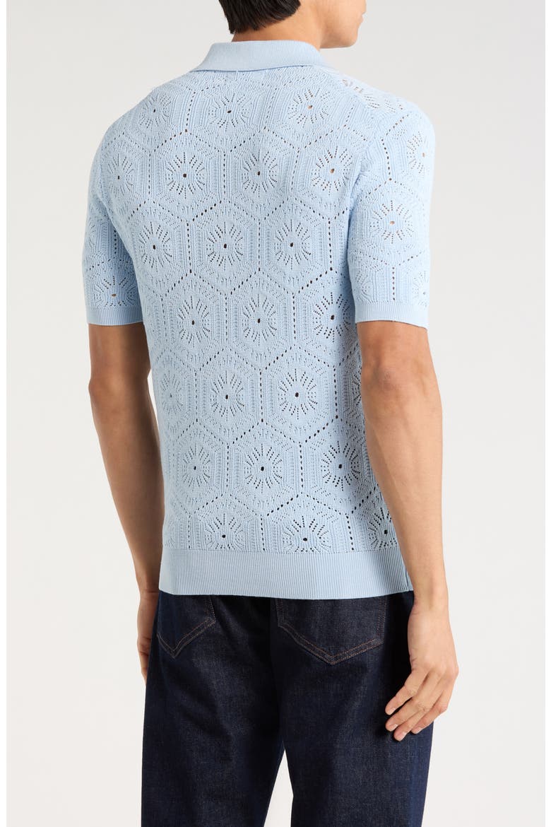 Pointelle Knit Short Sleeve Button-Up Shirt, Alternate, color, SOFT BLUE