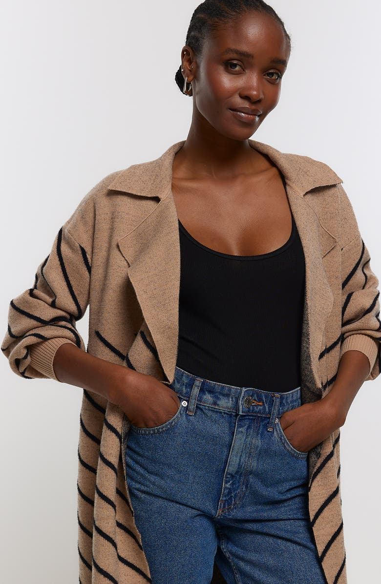 River Island Stripe Jacquard Duster, Alternate, color,