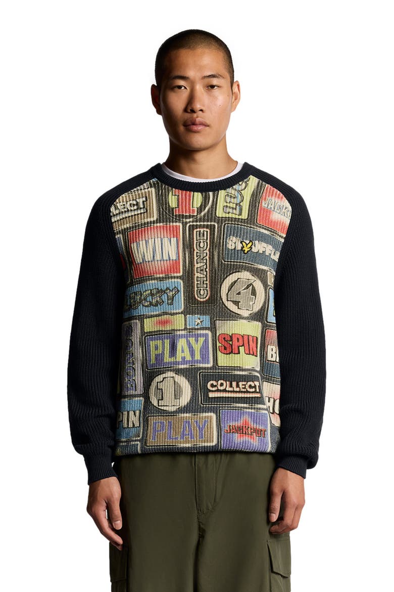 Fruit Machine Graphic Crew Neck Sweater, Alternate, color, Dark Navy