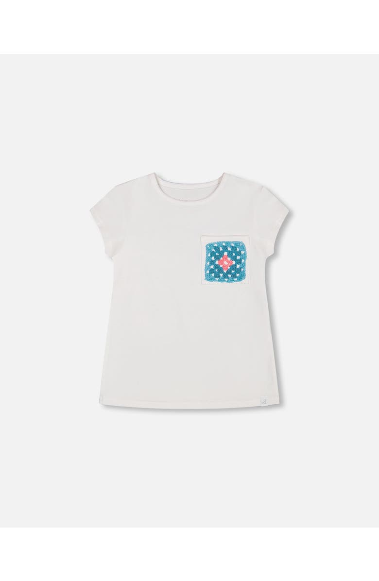 Deux par Deux Little Girl's Organic Cotton Tee With Print White, Main, color, 
