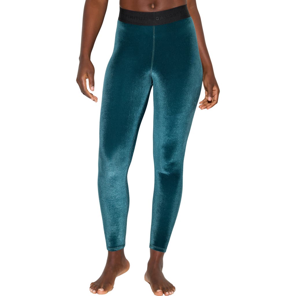 Spiritual Gangster Addison High Waist Velour Leggings In Blue
