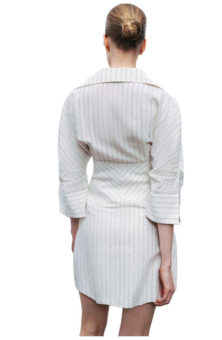 Nocturne Corset-Inspired Linen Blend Striped Shirt Dress, Alternate, color,