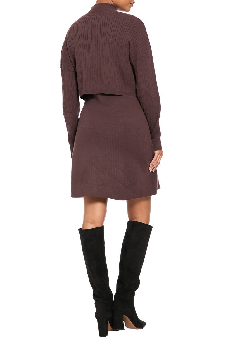 Mock Neck Long Sleeve Two-Piece Sweater Dress, Alternate, color, CHOCOLATE