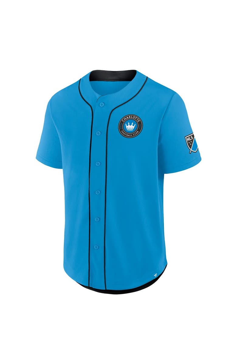 FANATICS Men's Fanatics Blue Charlotte FC Injury Time Baseball Jersey, Alternate, color, Blue
