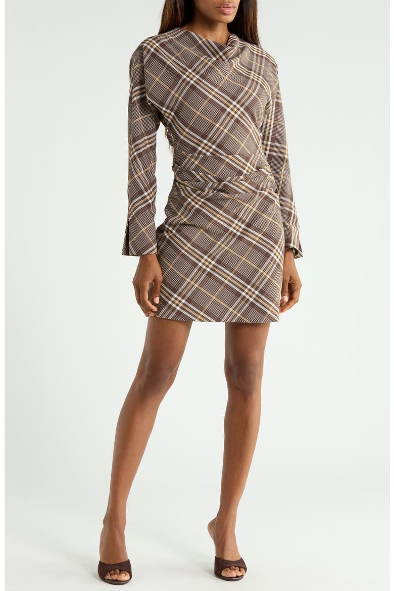 Harpor Long Sleeve Dress, Main, color, CHOCOLATE PLAID