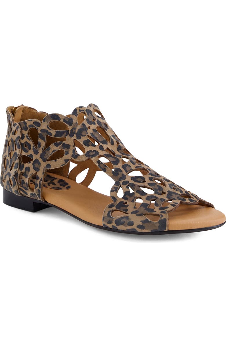 DJANGO AND JULIETTE Pietro Back Zip Sandal, Main, color, Leopard Print
