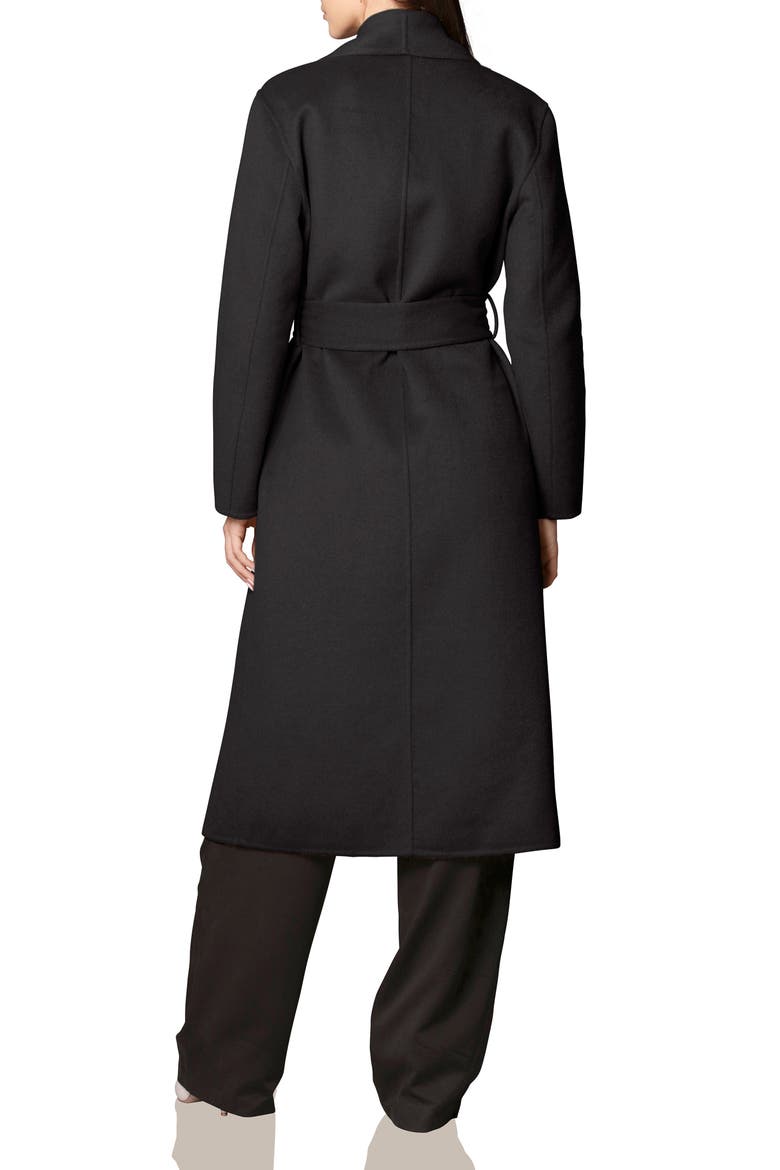 Belted Double Breasted Coat, Alternate, color, BLACK