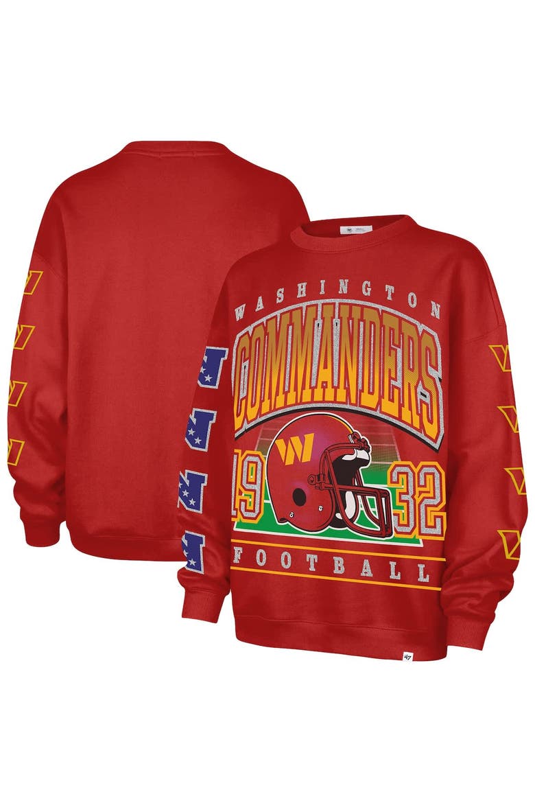 Women's '47  Burgundy Washington Commanders Go Big Oversized Pullover Sweatshirt, Alternate, color, Burgundy