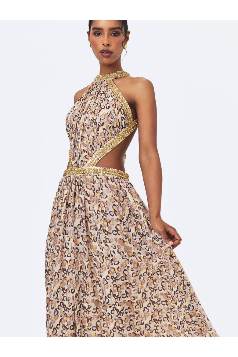 Quinnlyn Chiffon Halter Maxi Dress, Alternate, color, Beige