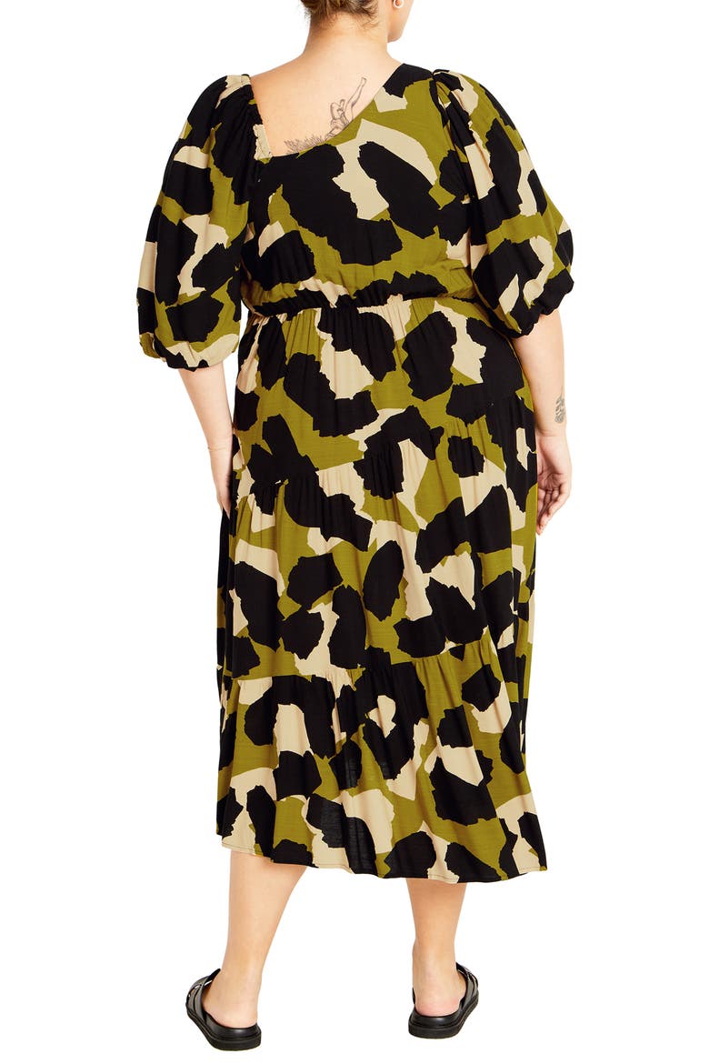 Jenie Asymmetric Neck Puff Sleeve Dress, Alternate, color, PRINT