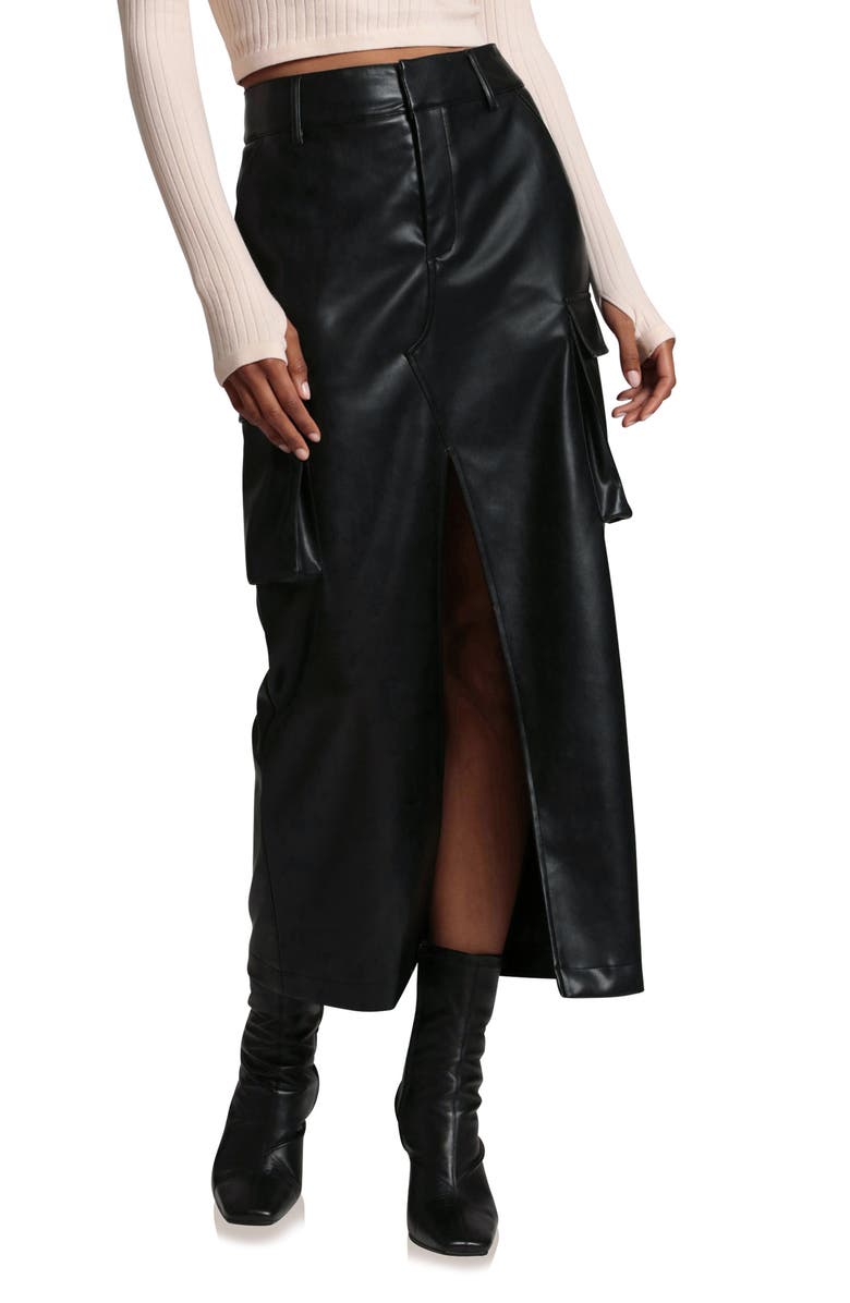Avec Les Filles Faux Leather Cargo Maxi Skirt, Alternate, color,