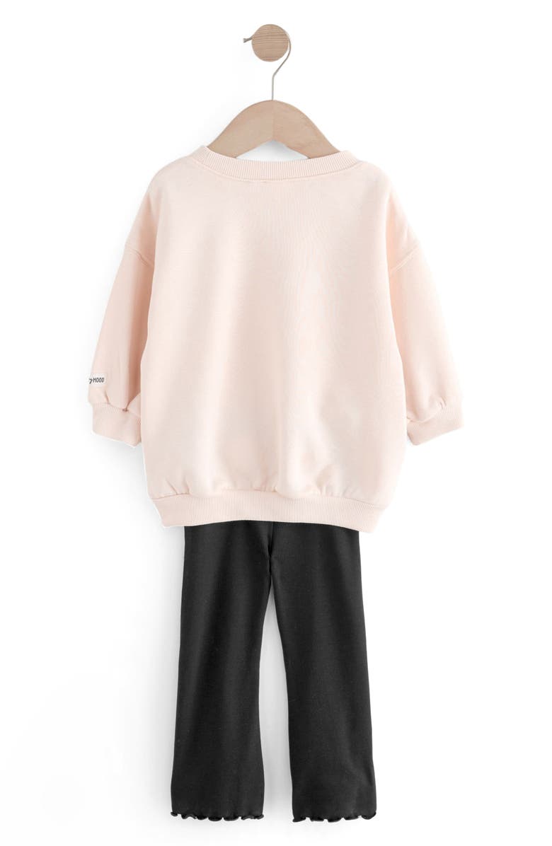 NEXT Kids' Bow Appliqué Sweatshirt & Rib Flare Leggings Set, Alternate, color, 