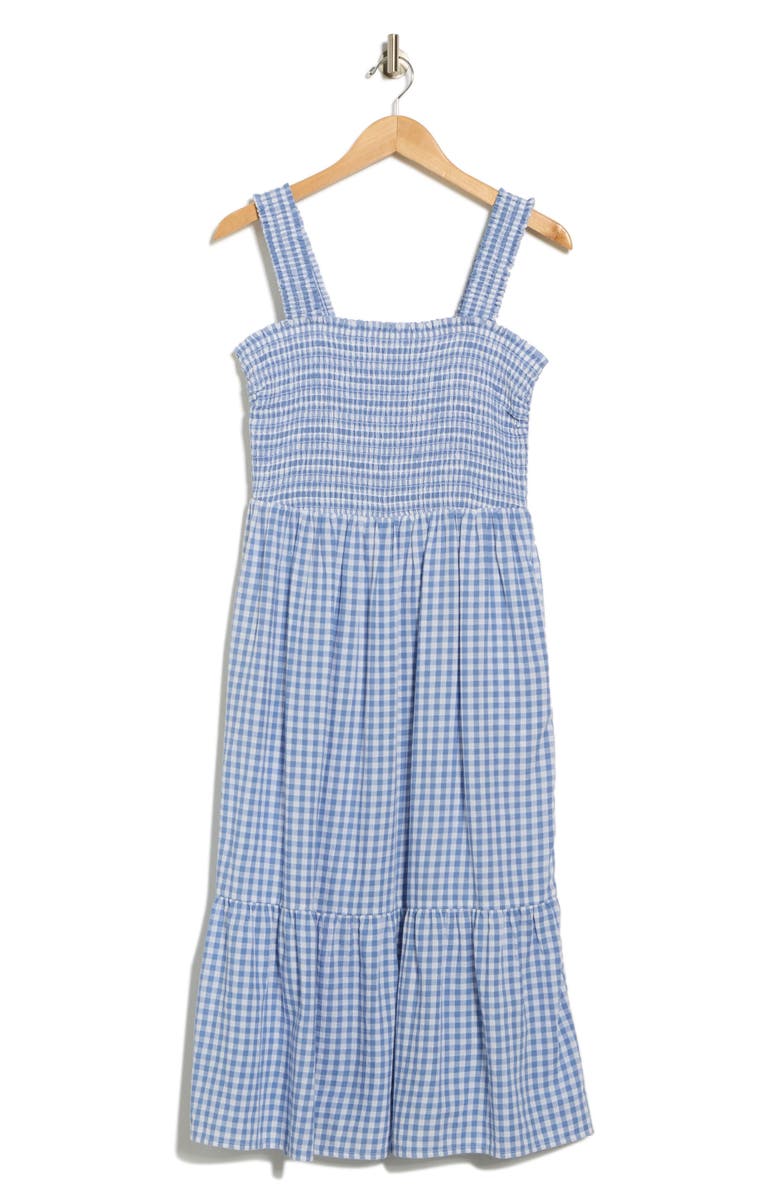 beachlunchlounge Elissa Smocked Midi Dress, Alternate, color, Dreamy Cloud