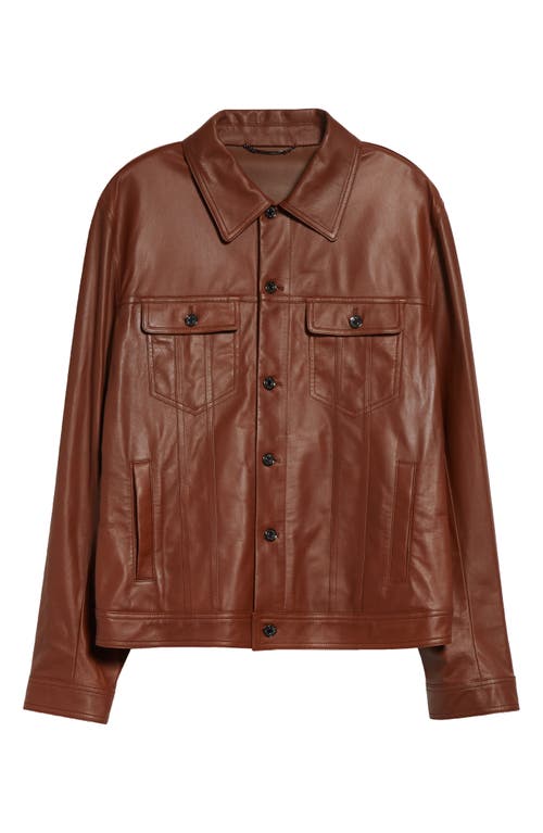 Dolce & Gabbana Dolce&gabbana Leather Trucker Jacket In A0227 Rame 2