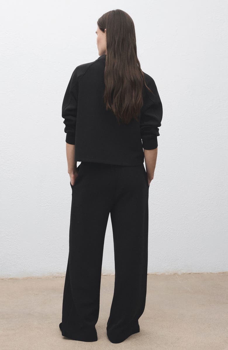 MANGO Drawstring Straight Leg Pants, Alternate, color, Black