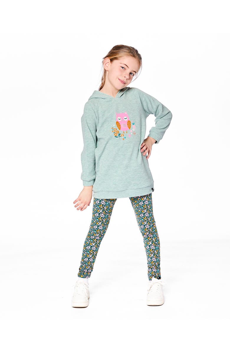 Deux par Deux Hooded Tunic with Owl, Alternate, color, Sage Green